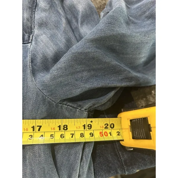 LOFT Denim Shirt Dress Blue Chambray Long Sleeve Roll Tab Sleeves Modest Small - Image 7