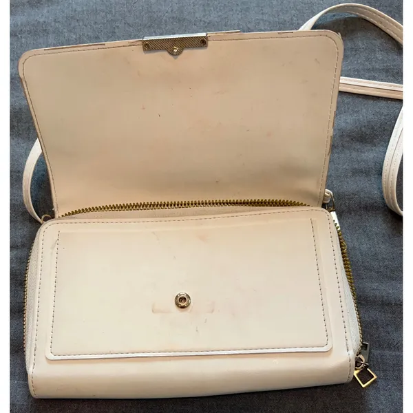 Forever LengRui Cream White Crossbody Wallet Bag Rhinestone Accents Organizer - Image 6