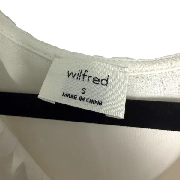 Wilfred Aritzia White Silky Semi Sheer Tie Front Sleeveless Blouse Size Small - Image 6