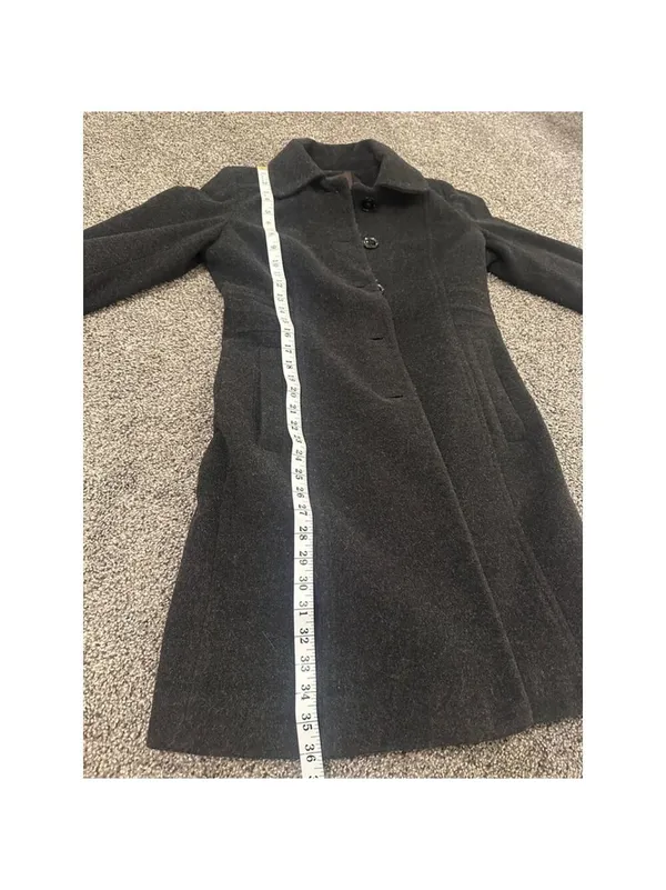 Anne Klein Gray Black Wool Blend Pea Coat Petite 8 - Image 2