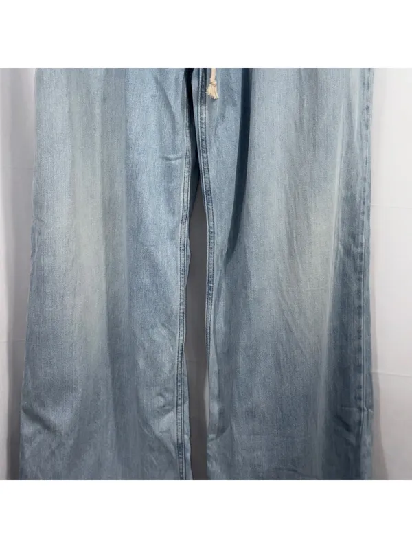 Lucky Brand Women’s Wide Leg Drawstring Chambray Jeans Medium Light Wash - Image 3