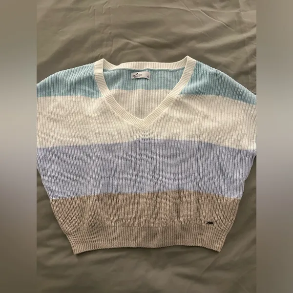 Hollister Striped V Neck Sweater - Image 3