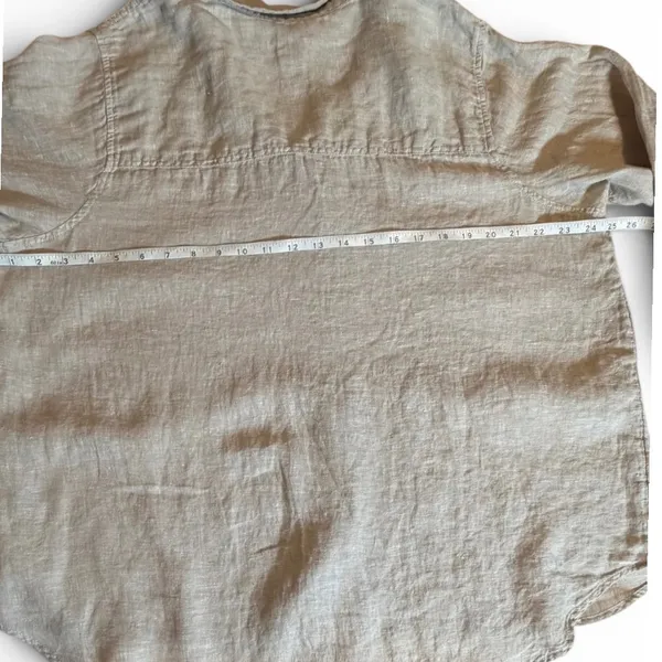Sigrid Olsen 100% Linen Shirt Women 1X Oatmeal Beige Tunic Button Front High Low - Image 7