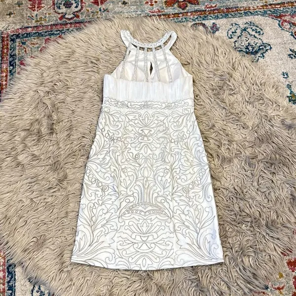 Sue Wong short white beaded dress size 8 - Image 7