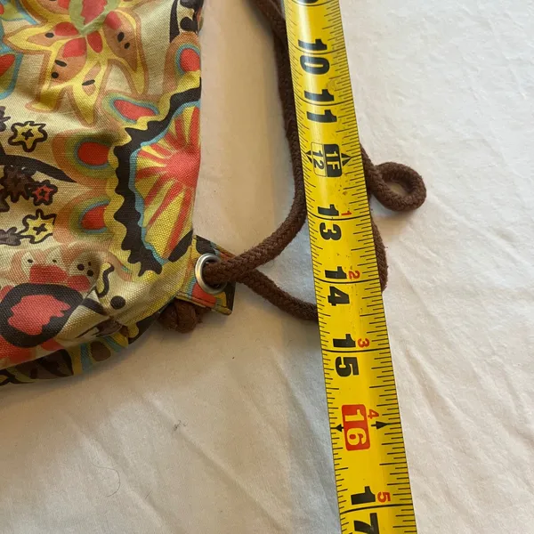 Vera Bradley Retired Provencal Drawstring Backpack Cinch Bag Yellow Paisley - Image 4