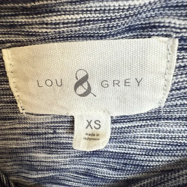 Lou & Grey Blue White Striped Maxi Dress‎ XS Cotton Knit A-Line V-Neck Pockets - Image 5