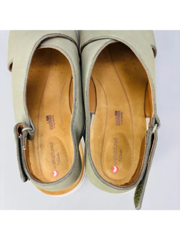Clarks Un Karely Sun Sandals Womens 9.5 Green Wedge Heel Open Toe 61096099 - Image 4