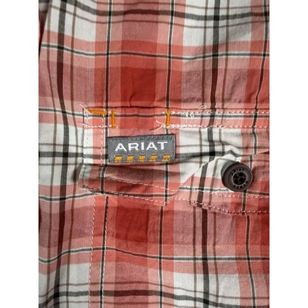 Ariat Rebar Made Tough DuraStretch Womens Work Shirt Red Plaid Long Sleeve M - Image 3