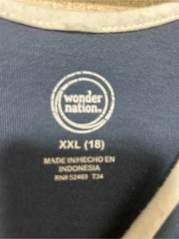 wonder nation Blue Sleeveless Drawstring Romper with White Trim - Image 2