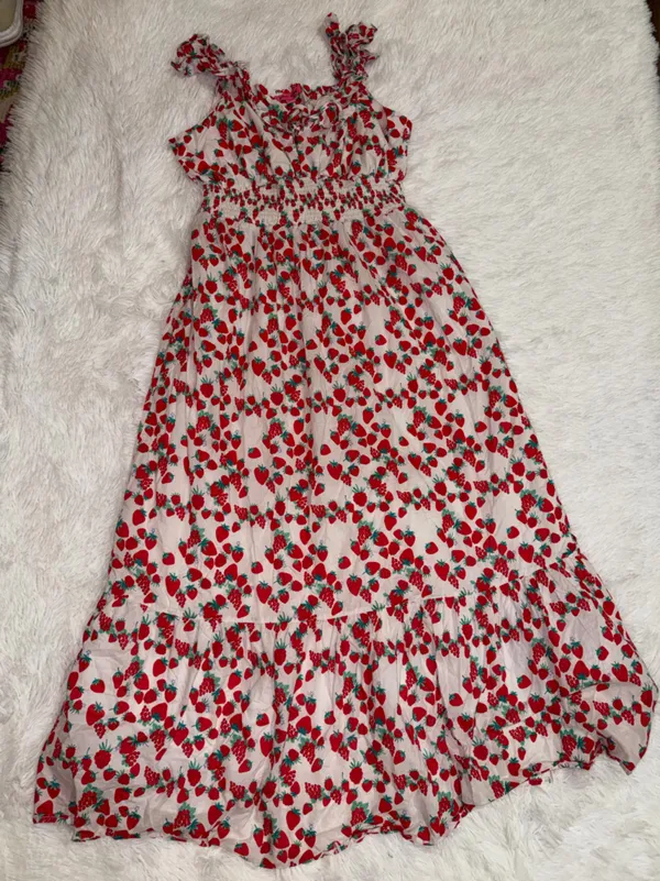 Betsey Johnson Pink and Red Strawberry-Print Maxi Dress - Image 2