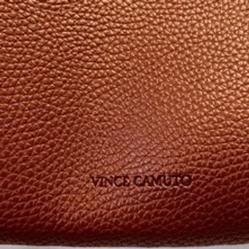 Vince Camuto Brown Faux Leather Tote Bag With Black Stripe Accent Work Travel‎ - Image 10