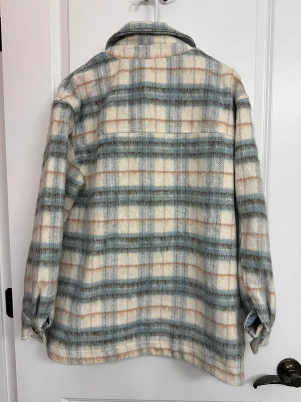 Wonderly Blue Plaid Lined Shacket NWT M - Image 6