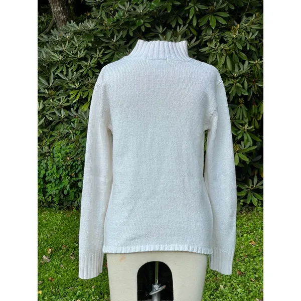 Coldwater Creek Womens XS Winter White Christmas Tree Sweater Holiday Party Cream Beige - Image 6