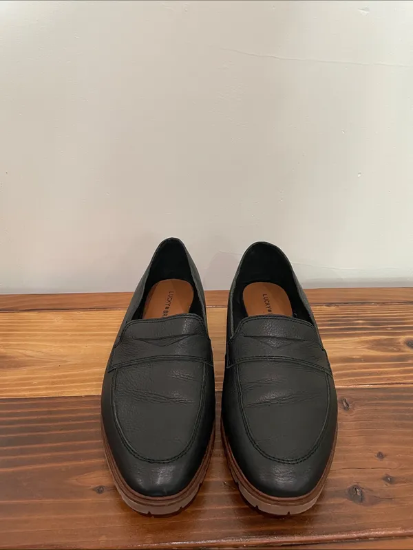 Lucky Brand Women's Tomber Lug Sole Black Leather Loafers Size 10M Minimalist - Image 6
