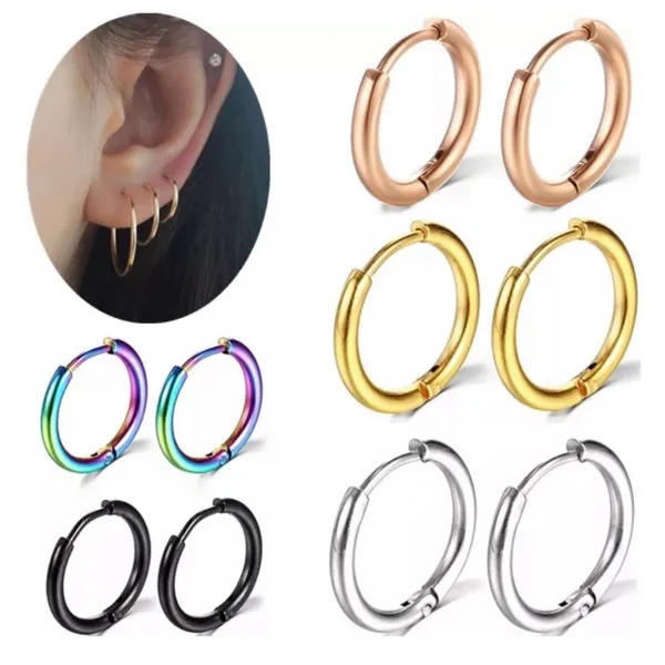 Unisex‎ Hoop Earrings Rose Gold Plated Silver Huggie Hoops, 9mm - Image 7