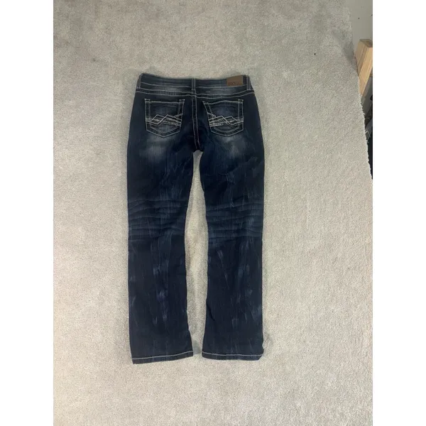 BKE Jeans Women's 27x28 Sabrina Stretch‎ Straight Dark Wash Denim Distress Crop - Image 11