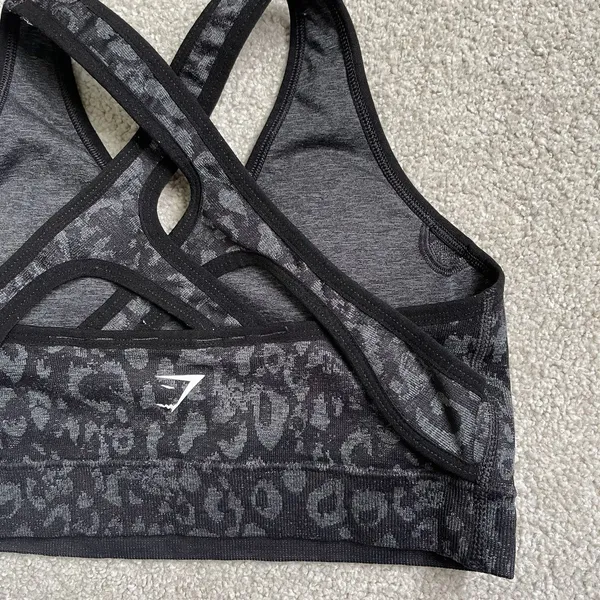 Gymshark Sports Bra Athletic Supportive Black Cheetah Print Cross Back Women's M - Image 6
