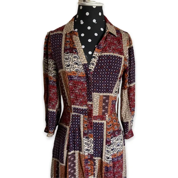 Skies are Blue Womens Dress Size XS Button Front Patchwork Maxi‎ Prairie Hippie - Image 3
