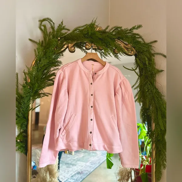 Free people pink nomad sweatshirt cardigan medium nwt - Image 2