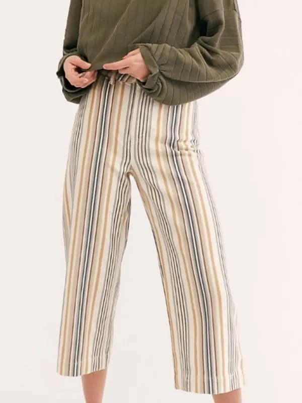 Free People We The Free Patti Pant in Textured Neutral Stripes - Image 3