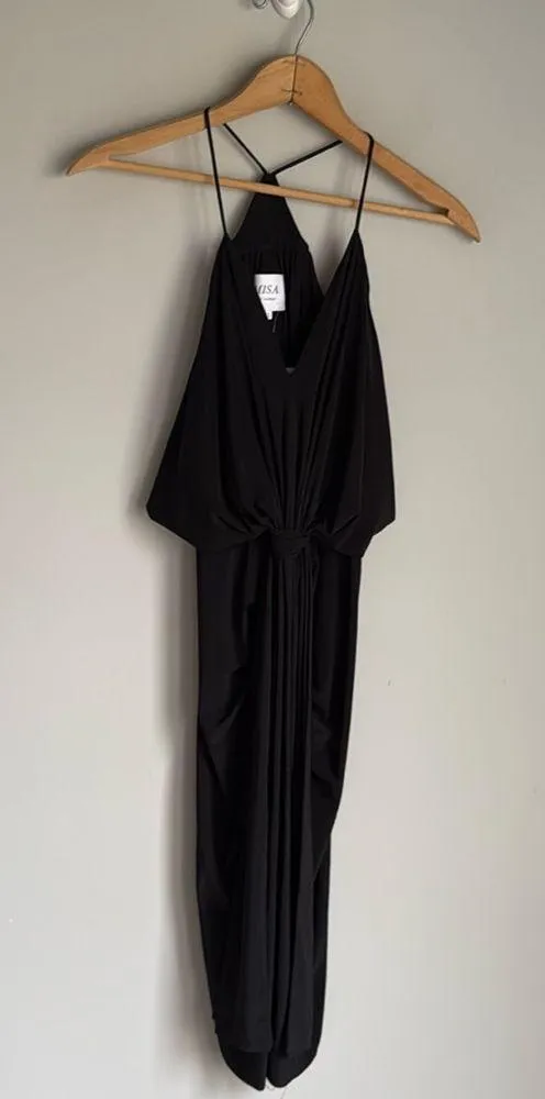 NEW MISA Los Angeles Domino Draped Mini Dress in Black XS - Image 4