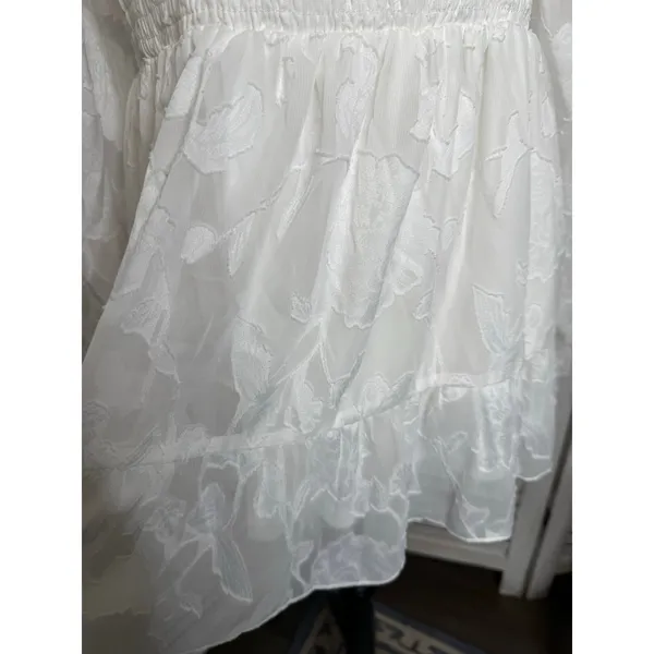 NWT BALTIC BORN Women's Med Ines Smocked Peplum Top White Fairy Romantic - Image 13