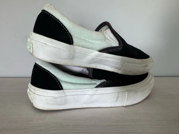 M3.5 W5 VANS Sneakers POP CUSH Slip On Skateboarding MINT GREEN BLK - Image 5