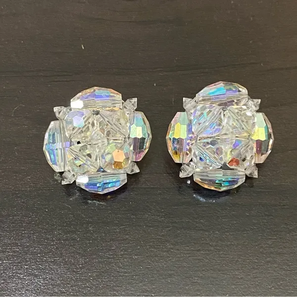 Vintage Laguna Aurora Borealis Cluster Clip Earrings - Image 12