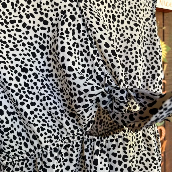 Stylish Black and White Polka Dot Dress - Image 3
