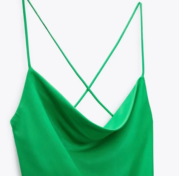 ZARA dress mini satin lingerie style Green Party coctail wedding nigdy out - Image 11