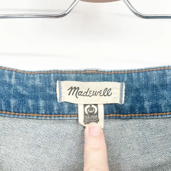 Madewell Womens Curvy Flared Wide-Leg Jeans Boho Raw‎ Hem DM7401 Blue Size 31 - Image 4