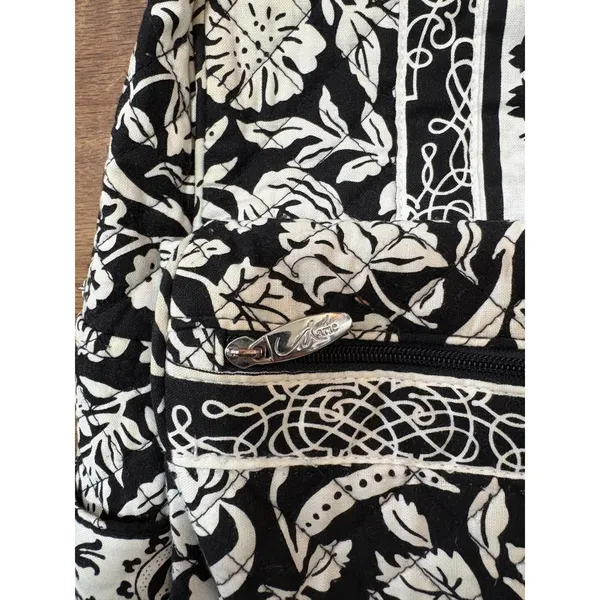Aerie Black White Floral Quilted Backpack School Travel Bag Marie Collection - Image 4