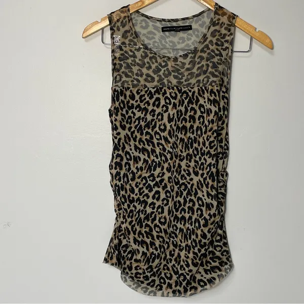 White House Black Market Mesh Cheetah‎ Print Tank Top Women’s size small - Image 9