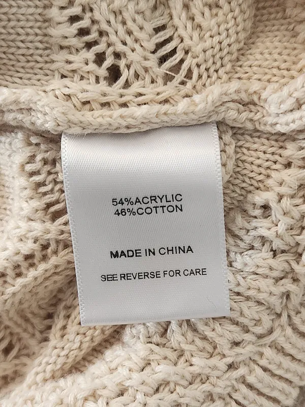 Lucy Paris Beige Knit Cropped Sweater with Puffy Sleeves Size XS - Image 9
