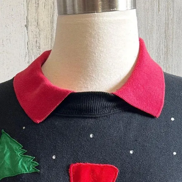 Vintage Snowman Sweatshirt‎ XL Double-Sided Appliqué Winter Christmas kitschy - Image 6