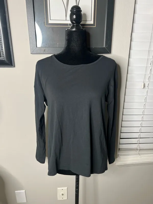 Lululemon Back into it‎ long sleeve shirt pima cotton black 8 - Image 7