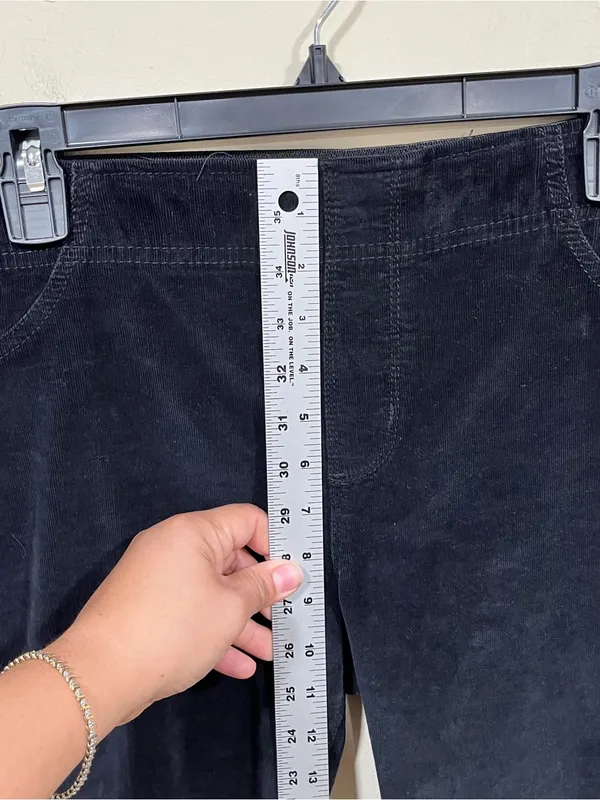 Free People Pull On Corduroy Flare Pants In Black Size 32 EUC - Image 8