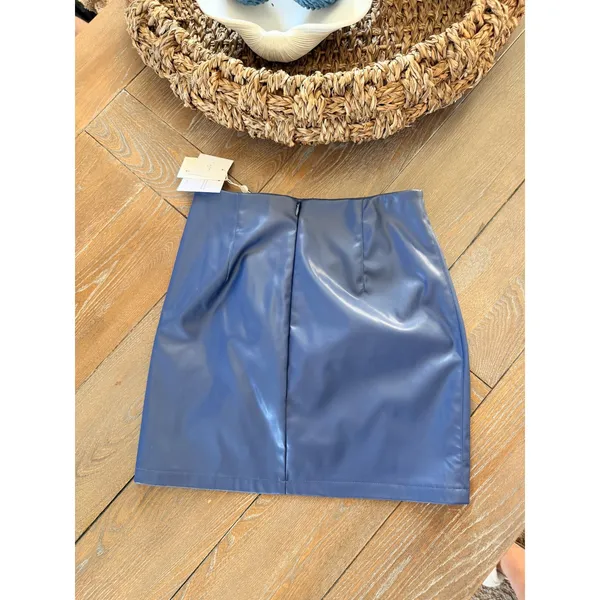 NWT CAMI NYC Allah Vegan Leather Skirt Women Navy Blue Size‎ 6 - Image 5