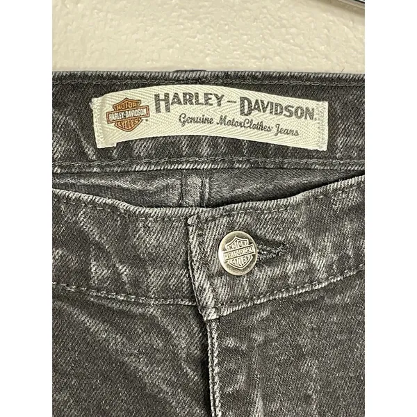 Harley-Davidson Straight Leg Jeans Womens 6P Black Denim Bar & Shield Logo - Image 2
