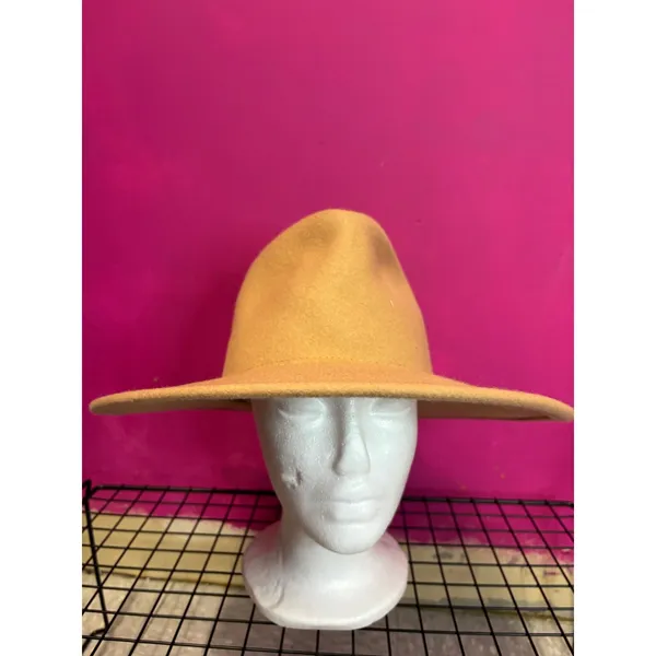 Universal Threads Tan Wide Brim Fedora Hat Camel Felt Boho Style - Image 3