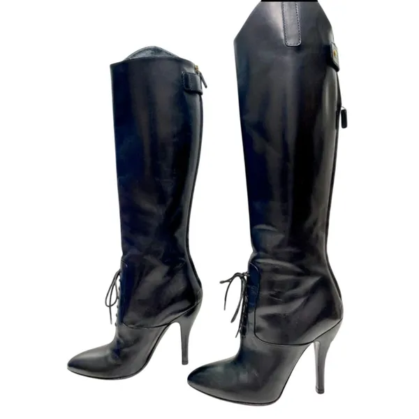 Black equestrian Gucci Elizabeth knee high boots sz 6 - Image 4