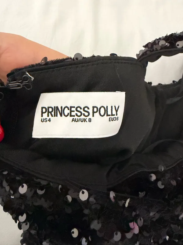 Princess Polly Miss Me Mini Sequin Dress Black 4 - Image 7
