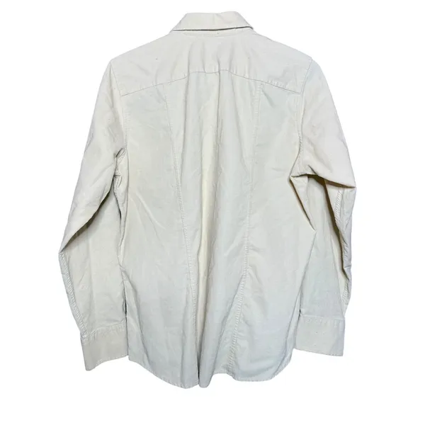 Lands End Women Medium Cream‎ Corduroy Button Down Shirt Long Sleeve Cotton - Image 2