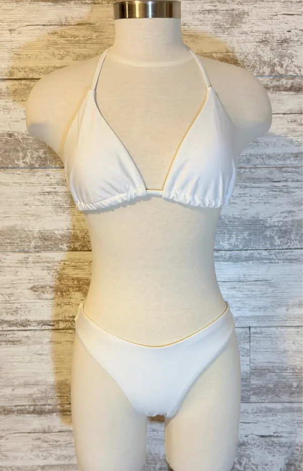 Three Piece White Bikini with Ivory Dress cover - Image 7