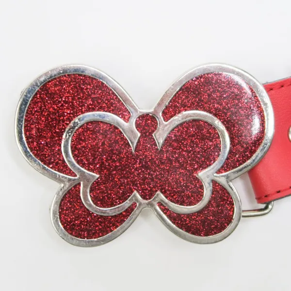 Vintage 90s Red Belt with Sparkly Butterfly Buckle - Image 7