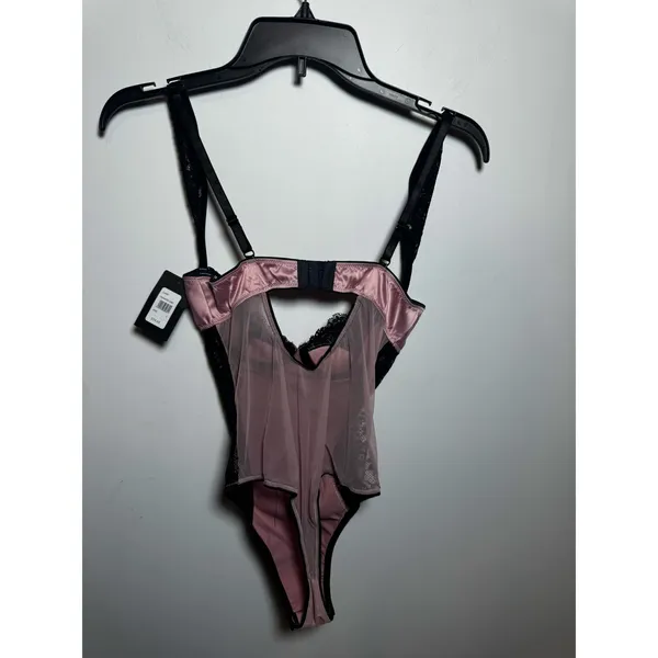 NWT Frederick's Of Hollywood Ilana Satin And Lace Pink Teddy Size Small S - Image 11