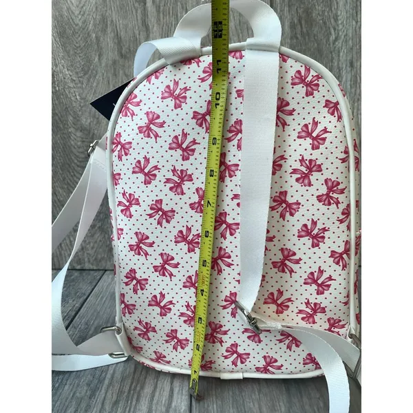 Madden Girl White Pink Bow Print Backpack with Coin Pouch - Image 4