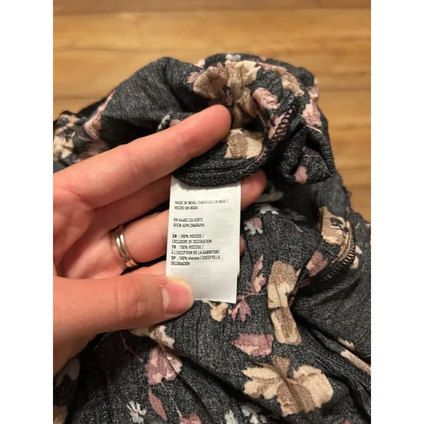 American Eagle Outfitters Womens Black Floral Boho Lace Trim Mini Dress XS Long - Image 8