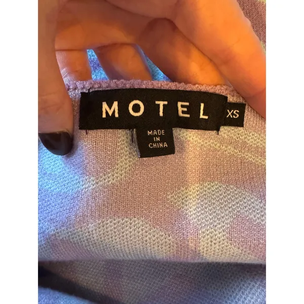 Motel Rocks Dress Women XS Purple Jagged Swirl Lavender Riri Knit‎ Halter Mini - Image 7