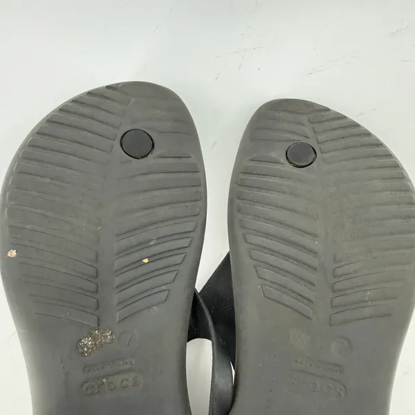 Crocs Sexi Flip Sandal Slip On Black Women 7 Slingback Thong Casual Barefoot - Image 9